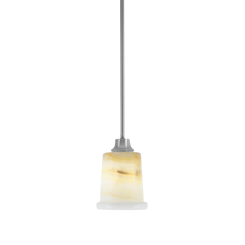 Toltec Stem 5in 1-Light Pendant | Graphite Steel and Natural Stone Glass | Kitchen Island & Dining Room | 5 x 5 x 8 in | Model 33-GP-4128