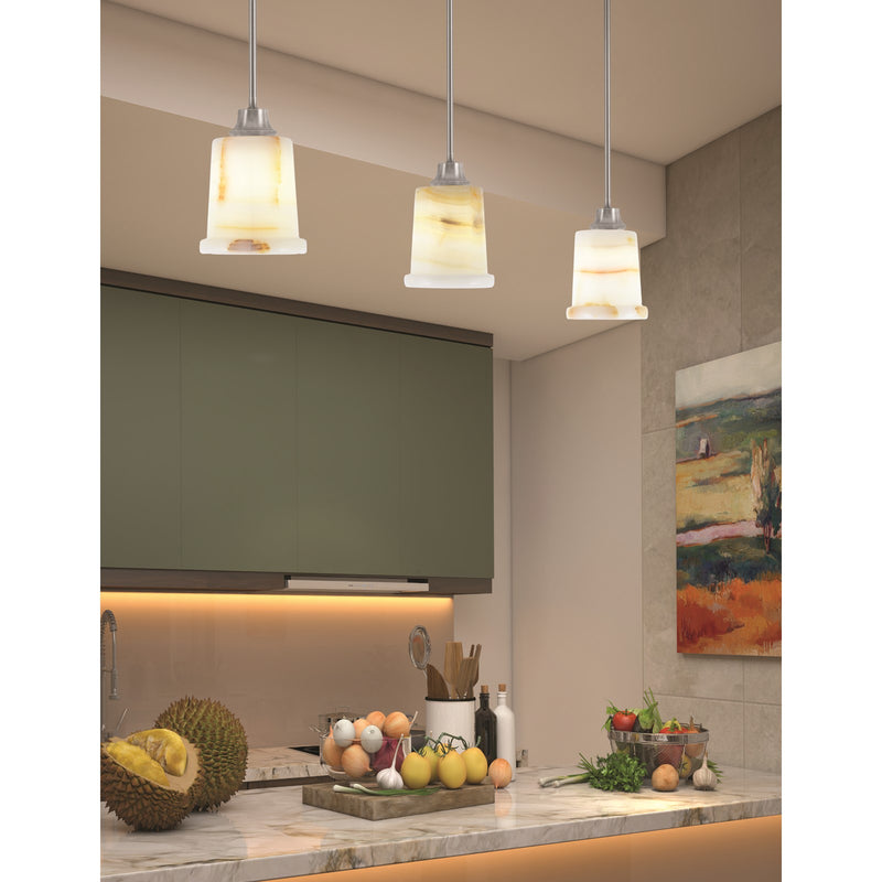 Toltec Stem 5in 1-Light Pendant | Graphite Steel and Natural Stone Glass | Kitchen Island & Dining Room | 5 x 5 x 8 in | Model 33-GP-4128