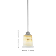 Toltec Stem 5in 1-Light Pendant | Graphite Steel and Natural Stone Glass | Kitchen Island & Dining Room | 5 x 5 x 8 in | Model 33-GP-4128