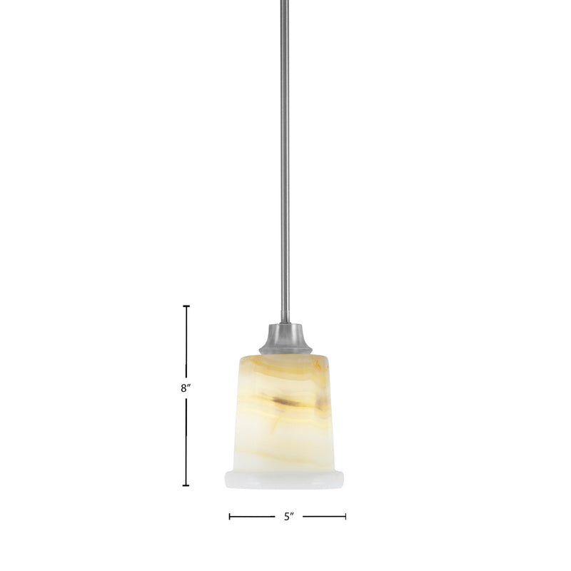Toltec Stem 5in 1-Light Pendant | Graphite Steel and Natural Stone Glass | Kitchen Island & Dining Room | 5 x 5 x 8 in | Model 33-GP-4128