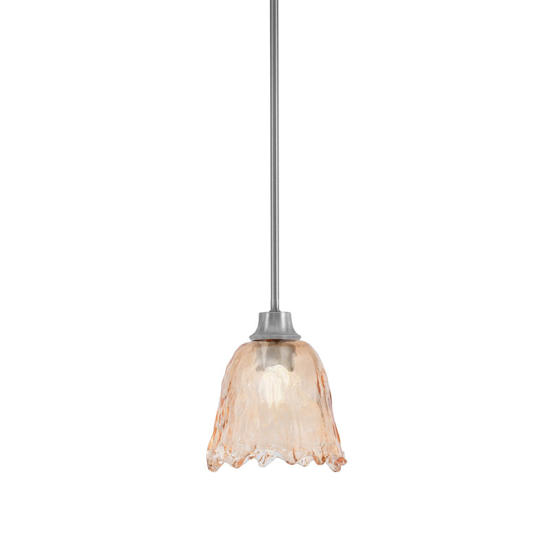 Toltec Stem 7in 1-Light Pendant | Modern Graphite Steel and Amber Lava Glass | Kitchen Island & Dining Room | 7 x 8.75 in | Model 33-GP-4233