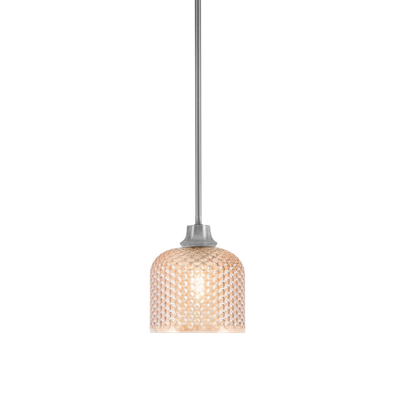 Toltec Stem 6in 1-Light Pendant | Modern Graphite Steel and Amber Textured Glass | Kitchen Island & Dining Room | 6 x 7 in | Model 33-GP-4613