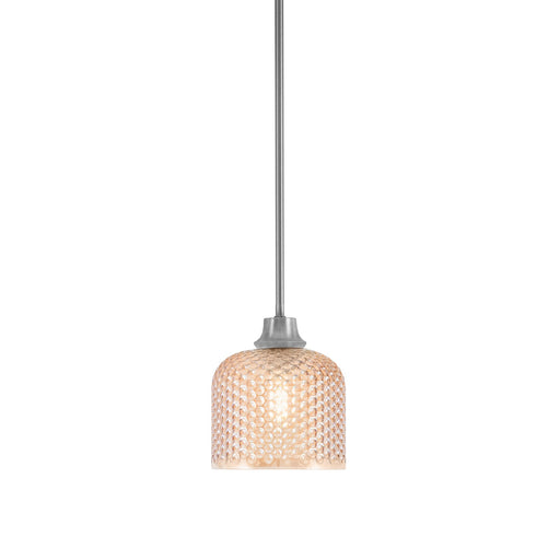 Toltec Stem 6in 1-Light Pendant | Modern Graphite Steel and Amber Textured Glass | Kitchen Island & Dining Room | 6 x 7 in | Model 33-GP-4613