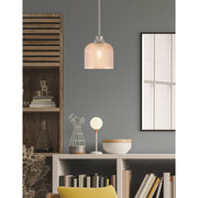 Toltec Stem 6in 1-Light Pendant | Modern Graphite Steel and Amber Textured Glass | Kitchen Island & Dining Room | 6 x 7 in | Model 33-GP-4613