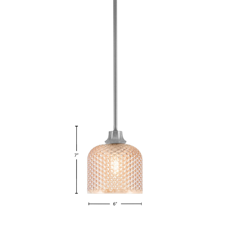 Toltec Stem 6in 1-Light Pendant | Modern Graphite Steel and Amber Textured Glass | Kitchen Island & Dining Room | 6 x 7 in | Model 33-GP-4613