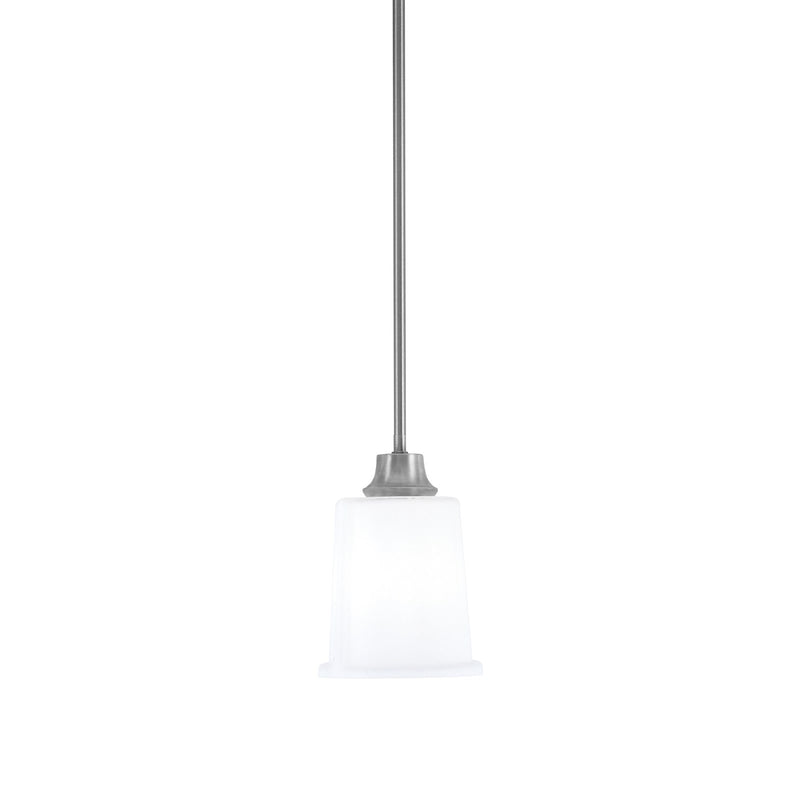 Toltec Stem 5.25in 1-Light Pendant | Graphite Steel and White Opal Glass | Kitchen Island & Dining Room | 5.25 x 7.75 in | Model 33-GP-5031