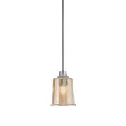 Toltec Stem 5.25in 1-Light Pendant | Graphite Steel and Amber Bubble Glass | Kitchen Island & Dining Room | 5.25 x 7.75 in | Model 33-GP-5033