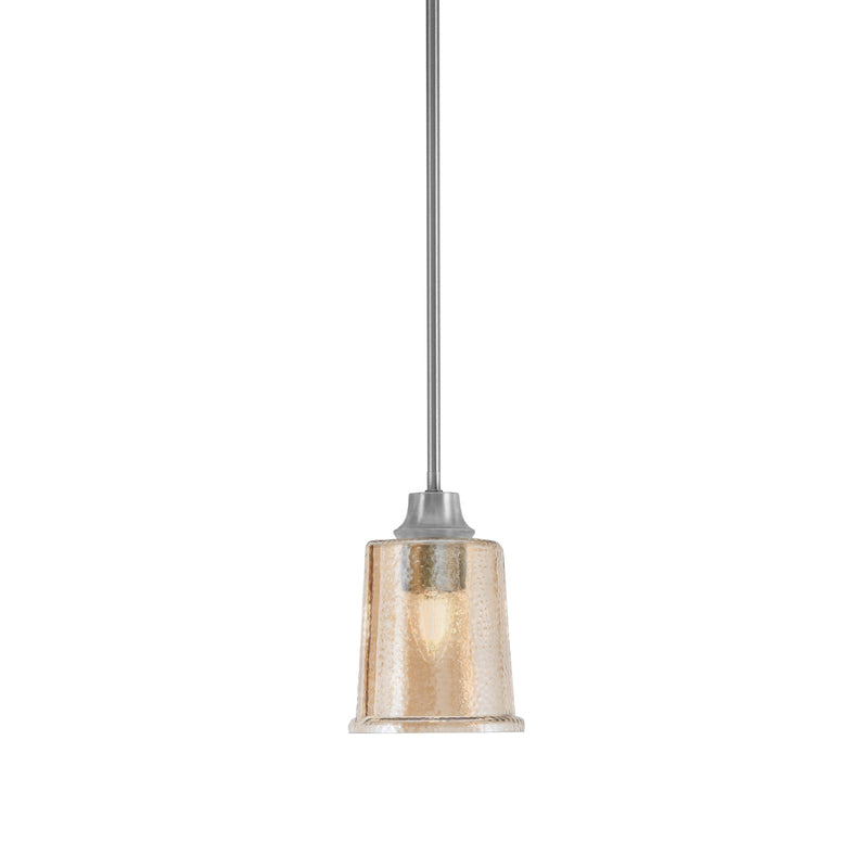 Toltec Stem 5.25in 1-Light Pendant | Graphite Steel and Amber Bubble Glass | Kitchen Island & Dining Room | 5.25 x 7.75 in | Model 33-GP-5033