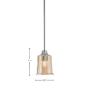 Toltec Stem 5.25in 1-Light Pendant | Graphite Steel and Amber Bubble Glass | Kitchen Island & Dining Room | 5.25 x 7.75 in | Model 33-GP-5033