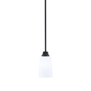Toltec Stem 4.5in 1-Light Pendant | Modern Matte Black Steel and White Opal Glass | Kitchen Island & Dining Room | 4.5 x 4.5 x 9 in | Model 33-MB-261