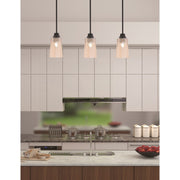 Toltec Stem 4.5in 1-Light Pendant | Modern Matte Black Steel and Amber Gradient Glass | Kitchen Island & Dining Room | 4.5 x 4.5 x 9 in | Model 33-MB-263