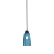 Toltec Stem 4.5in 1-Light Pendant | Modern Matte Black Steel and Blue Gradient Glass | Kitchen Island & Dining Room | 4.5 x 4.5 x 9 in | Model 33-MB-265