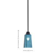 Toltec Stem 4.5in 1-Light Pendant | Modern Matte Black Steel and Blue Gradient Glass | Kitchen Island & Dining Room | 4.5 x 4.5 x 9 in | Model 33-MB-265