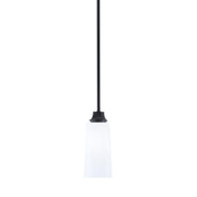 Toltec Stem 5in 1-Light Pendant | Modern Matte Black Steel and White Opal Glass | Kitchen Island & Dining Room | 5.25 x 5.25 x 11.75 in | Model 33-MB-291