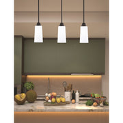 Toltec Stem 5in 1-Light Pendant | Modern Matte Black Steel and White Opal Glass | Kitchen Island & Dining Room | 5.25 x 5.25 x 11.75 in | Model 33-MB-291