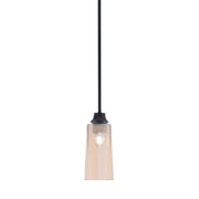 Toltec Stem 5in 1-Light Pendant | Modern Matte Black Steel and Amber Gradient Glass | Kitchen Island & Dining Room | 5.25 x 5.25 x 11.75 in | Model 33-MB-293