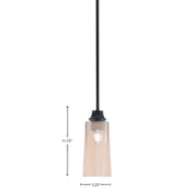 Toltec Stem 5in 1-Light Pendant | Modern Matte Black Steel and Amber Gradient Glass | Kitchen Island & Dining Room | 5.25 x 5.25 x 11.75 in | Model 33-MB-293