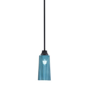 Toltec Stem 5in 1-Light Pendant | Modern Matte Black Steel and Blue Gradient Glass | Kitchen Island & Dining Room | 5.25 x 5.25 x 11.75 in | Model 33-MB-295