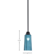 Toltec Stem 5in 1-Light Pendant | Modern Matte Black Steel and Blue Gradient Glass | Kitchen Island & Dining Room | 5.25 x 5.25 x 11.75 in | Model 33-MB-295