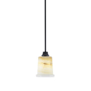 Toltec Stem 5in 1-Light Pendant | Modern Matte Black Steel and Natural Stone Glass | Kitchen Island & Dining Room | 5 x 8 in | Model 33-MB-4128