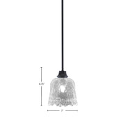 Toltec Stem 7in 1-Light Pendant | Modern Matte Black Steel and Clear Lava Glass | Kitchen Island & Dining Room | 7 x 8.75 in | Model 33-MB-4230