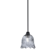 Toltec Stem 7in 1-Light Pendant | Modern Matte Black Steel and Smoke Lava Glass | Kitchen Island & Dining Room | 7 x 8.75 in | Model 33-MB-4232