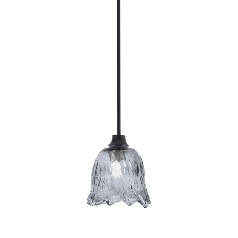 Toltec Stem 7in 1-Light Pendant | Modern Matte Black Steel and Smoke Lava Glass | Kitchen Island & Dining Room | 7 x 8.75 in | Model 33-MB-4232