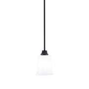 Toltec Stem 5.25in 1-Light Pendant | Modern Matte Black Steel and White Opal Glass | Kitchen Island & Dining Room | 5.25 x 7.75 in | Model 33-MB-5031