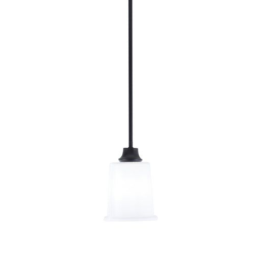 Toltec Stem 5.25in 1-Light Pendant | Modern Matte Black Steel and White Opal Glass | Kitchen Island & Dining Room | 5.25 x 7.75 in | Model 33-MB-5031