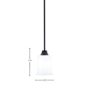 Toltec Stem 5.25in 1-Light Pendant | Modern Matte Black Steel and White Opal Glass | Kitchen Island & Dining Room | 5.25 x 7.75 in | Model 33-MB-5031