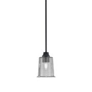 Toltec Stem 5.25in 1-Light Pendant | Industrial Matte Black Steel and Smoke Bubble Glass | Kitchen Island & Dining Room | 5.25 x 7.75 in | Model 33-MB-5032