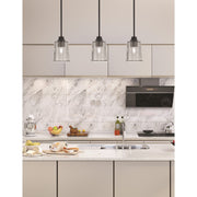 Toltec Stem 5.25in 1-Light Pendant | Industrial Matte Black Steel and Smoke Bubble Glass | Kitchen Island & Dining Room | 5.25 x 7.75 in | Model 33-MB-5032