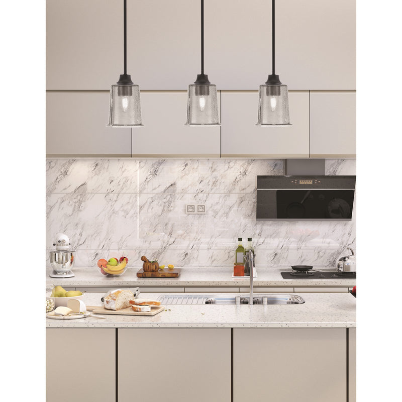 Toltec Stem 5.25in 1-Light Pendant | Industrial Matte Black Steel and Smoke Bubble Glass | Kitchen Island & Dining Room | 5.25 x 7.75 in | Model 33-MB-5032