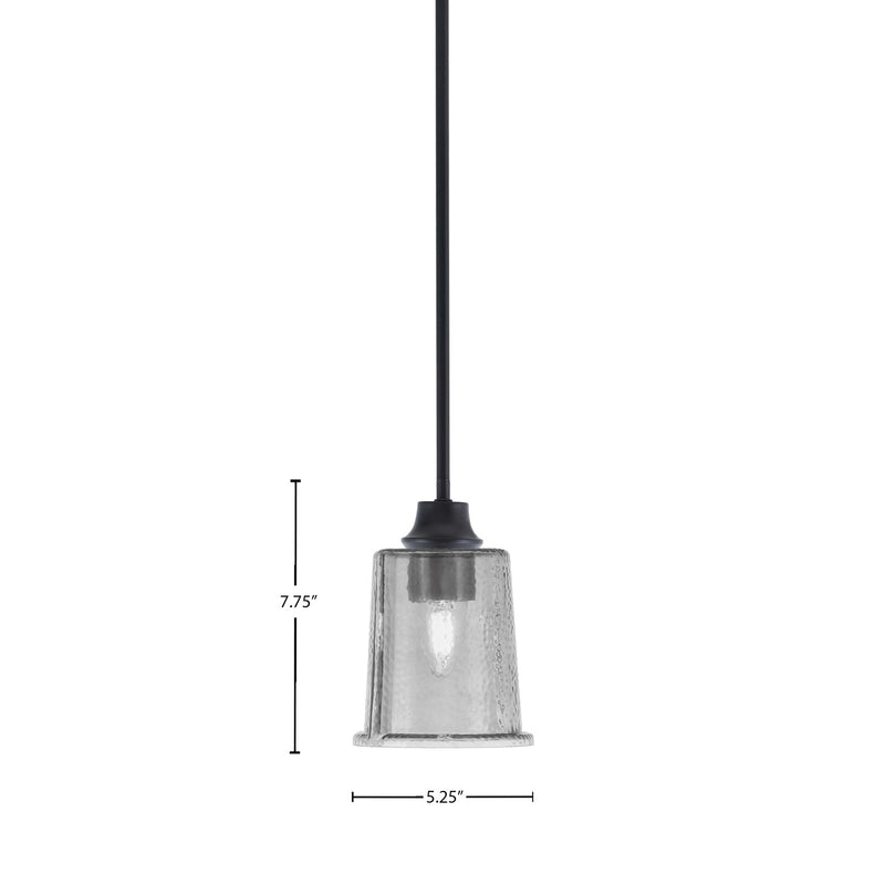 Toltec Stem 5.25in 1-Light Pendant | Industrial Matte Black Steel and Smoke Bubble Glass | Kitchen Island & Dining Room | 5.25 x 7.75 in | Model 33-MB-5032