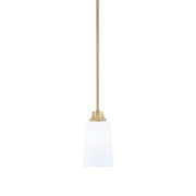 Toltec Stem 4.5in 1-Light Pendant | Modern New Age Brass Steel and White Opal Glass | Kitchen Island & Dining Room | 4.5 x 9 in | Model 33-NAB-261