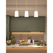 Toltec Stem 4.5in 1-Light Pendant | Modern New Age Brass Steel and White Opal Glass | Kitchen Island & Dining Room | 4.5 x 9 in | Model 33-NAB-261