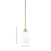 Toltec Stem 4.5in 1-Light Pendant | Modern New Age Brass Steel and White Opal Glass | Kitchen Island & Dining Room | 4.5 x 9 in | Model 33-NAB-261