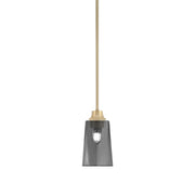 Toltec Stem 4.5in 1-Light Pendant | Modern New Age Brass Steel and Smoke Bubble Glass | Kitchen Island & Dining Room | 4.5 x 9 in | Model 33-NAB-262