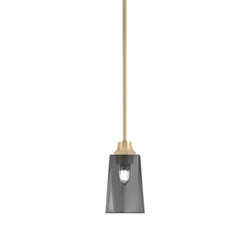 Toltec Stem 4.5in 1-Light Pendant | Modern New Age Brass Steel and Smoke Bubble Glass | Kitchen Island & Dining Room | 4.5 x 9 in | Model 33-NAB-262