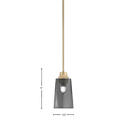 Toltec Stem 4.5in 1-Light Pendant | Modern New Age Brass Steel and Smoke Bubble Glass | Kitchen Island & Dining Room | 4.5 x 9 in | Model 33-NAB-262