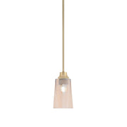 Toltec Stem 1-Light Pendant | New Age Brass and Amber Gradient Glass | Kitchen Island & Dining Room | 4.5 x 4.5 x 9 in | Model 33-NAB-263