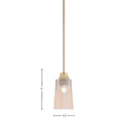 Toltec Stem 1-Light Pendant | New Age Brass and Amber Gradient Glass | Kitchen Island & Dining Room | 4.5 x 4.5 x 9 in | Model 33-NAB-263