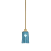 Toltec Stem 1-Light Pendant | New Age Brass and Blue Gradient Glass | Kitchen Island & Dining Room | 4.5 x 4.5 x 9 in | Model 33-NAB-265