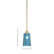 Toltec Stem 1-Light Pendant | New Age Brass and Blue Gradient Glass | Kitchen Island & Dining Room | 4.5 x 4.5 x 9 in | Model 33-NAB-265