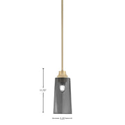 Toltec Stem 1-Light Pendant | New Age Brass and Smoke Bubble Glass | Kitchen Island & Dining Room | 5.25 x 5.25 x 11.75 in | Model 33-NAB-292
