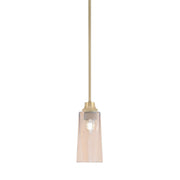Toltec Stem 5in 1-Light Pendant | New Age Brass Steel and Amber Gradient Glass | Kitchen Island & Dining Room | 5.25 x 11.75 in | Model 33-NAB-293
