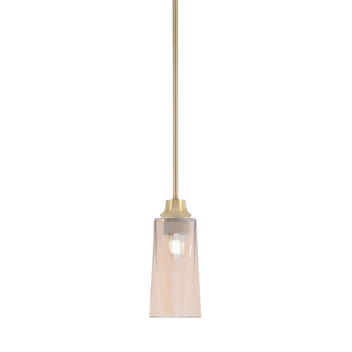 Toltec Stem 5in 1-Light Pendant | New Age Brass Steel and Amber Gradient Glass | Kitchen Island & Dining Room | 5.25 x 11.75 in | Model 33-NAB-293