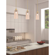 Toltec Stem 5in 1-Light Pendant | New Age Brass Steel and Amber Gradient Glass | Kitchen Island & Dining Room | 5.25 x 11.75 in | Model 33-NAB-293