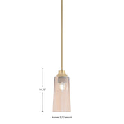 Toltec Stem 5in 1-Light Pendant | New Age Brass Steel and Amber Gradient Glass | Kitchen Island & Dining Room | 5.25 x 11.75 in | Model 33-NAB-293