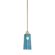 Toltec Stem 5in 1-Light Pendant | New Age Brass Steel and Blue Gradient Glass | Kitchen Island & Dining Room | 5.25 x 11.75 in | Model 33-NAB-295